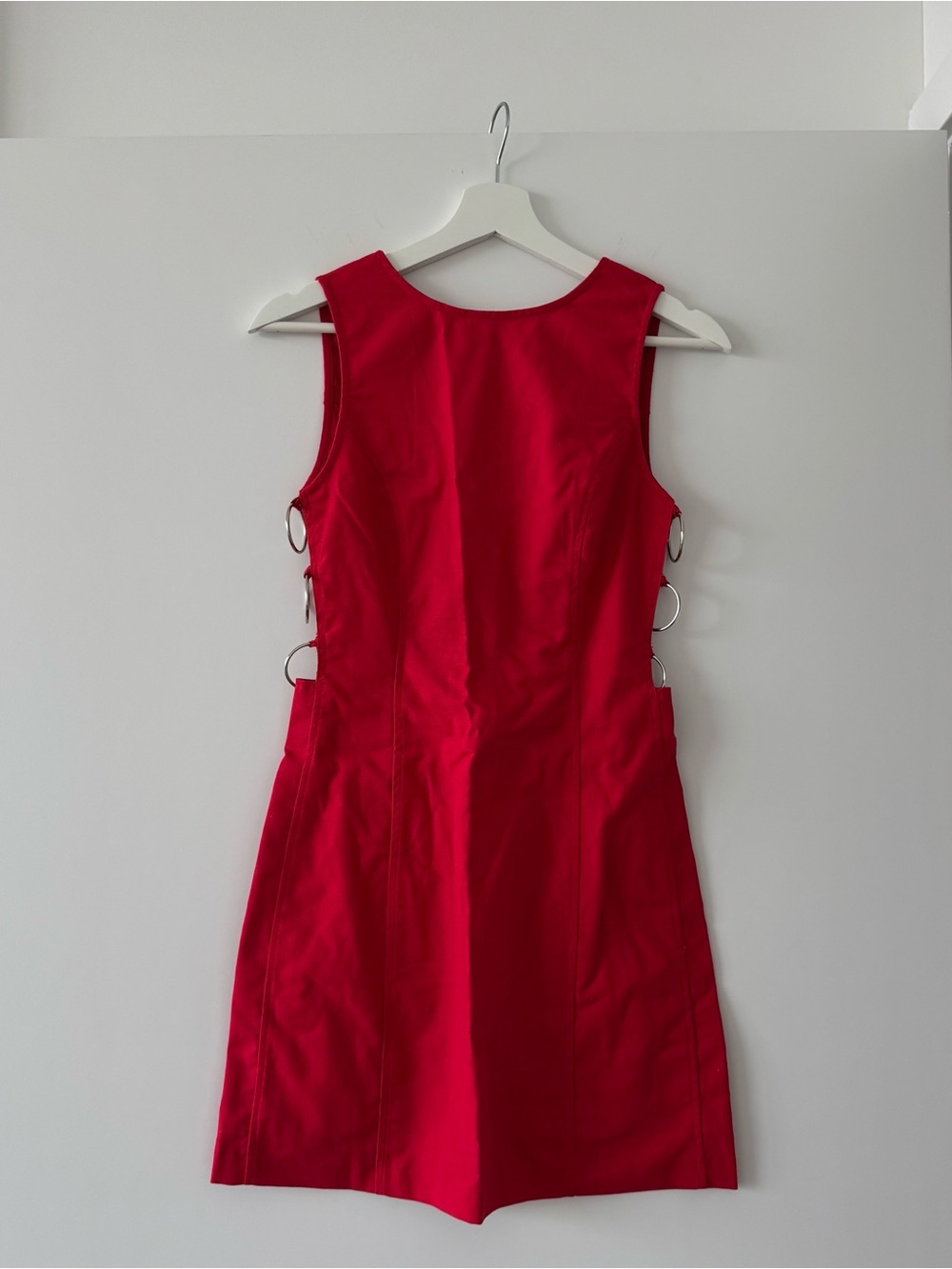 Red Sleeveless Side-Ring Mini Dress